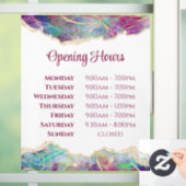 Fuchsia Aquamarine Opal Design Openingstijden Raamsticker (Huis)
