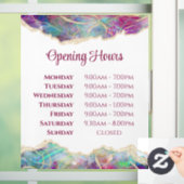 Fuchsia Aquamarine Opal Design Openingsuren Raamsticker (Huis)