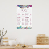 Fuchsia Aquamarine Opal Design Prijslijst Poster (Keuken)