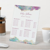 Fuchsia Aquamarine Opal Design Prijslijst Reclamebord Met Voetstuk (Insitu)