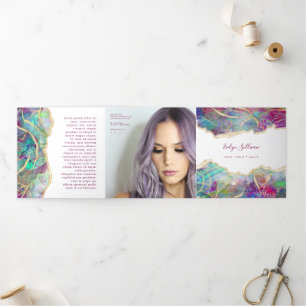 Fuchsia Aquamarine Opal Design Trifold Brochure Drieluik Kaart