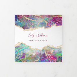 Fuchsia Aquamarine Opal Design Trifold Brochure Drieluik Kaart