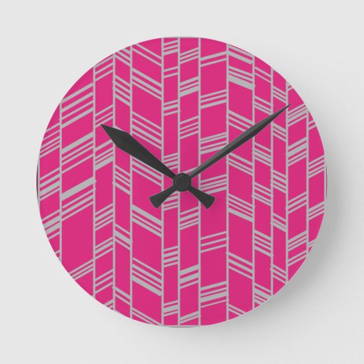 Fuchsia Art Deco Lines Ronde Klok (Voorkant)
