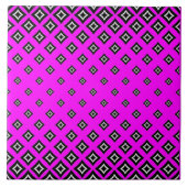 Fuchsia Background en Geometric Square Pattern Tegeltje (Voorkant)