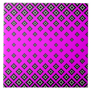 Fuchsia Background en Geometric Square Pattern Tegeltje