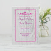 Fuchsia Barn Wood Wedding Invitations Kaart (Staand voorkant)