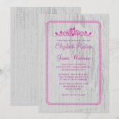 Fuchsia Barn Wood Wedding Invitations Kaart (Voorkant / Achterkant)