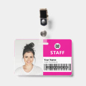 Fuchsia Bedrijfsfoto ID Personeels ID Badge (Voorzijde met clip)
