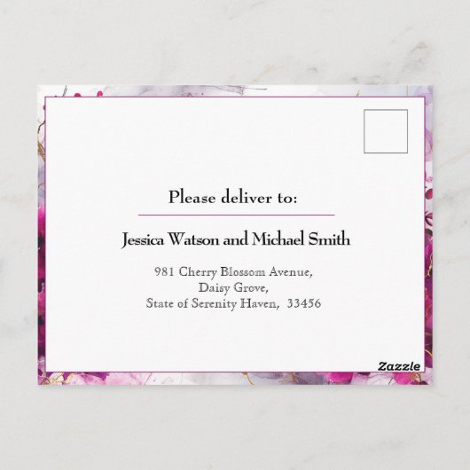 Fuchsia Betovering: Waterverf Briefkaart (Achterkant)