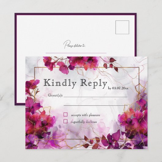 Fuchsia Betovering: Waterverf Briefkaart (Voorkant / Achterkant)