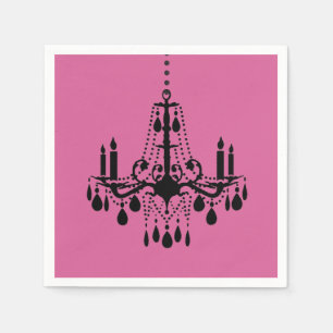 Fuchsia & Black Chandelier Napkin Servet