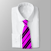 Fuchsia & Black Diagonal Thick & Thin Stripes Stro Stropdas (Gebonden)