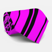 Fuchsia & Black Diagonal Thick & Thin Stripes Stro Stropdas (Opgerold)