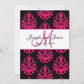 Fuchsia Black Paisley Wedding Save the Date (Voorkant)