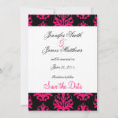 Fuchsia Black Paisley Wedding Save the Date (Achterkant)
