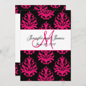 Fuchsia Black Paisley Wedding Save the Date (Voorkant / Achterkant)