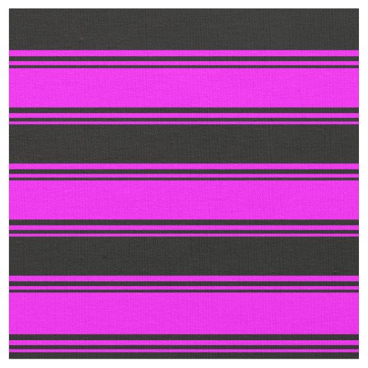 Fuchsia & Black Stripes Stof (Close Up)