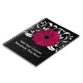 Fuchsia, Black/White Gerbera Daisy Notitieboek (Linkerzijde)
