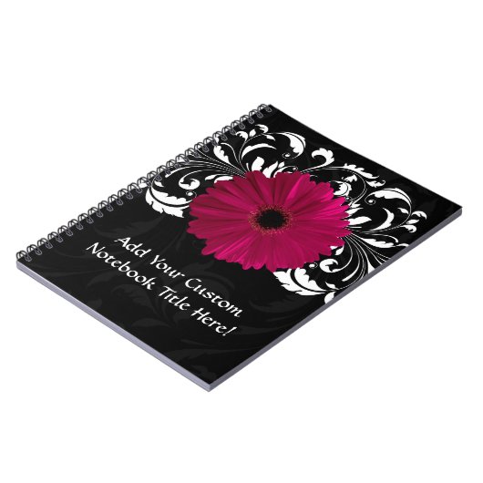Fuchsia, Black/White Gerbera Daisy Notitieboek (Linkerzijde)