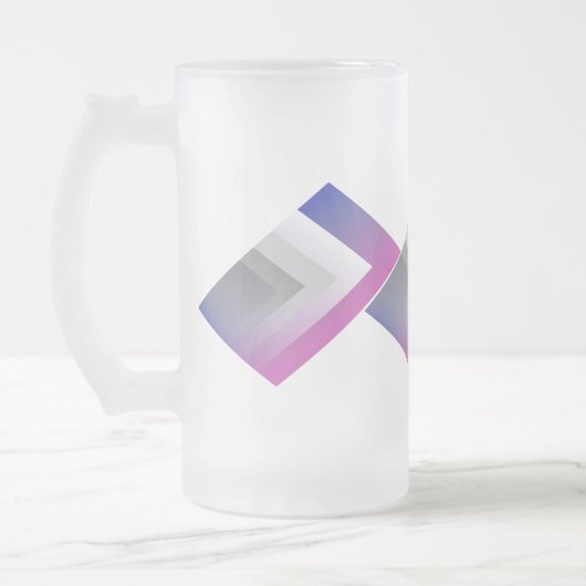 Fuchsia blauw grijs matglas bierpul (Links)