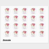 Fuchsia Bloem Bruiloft Feest  Ronde Sticker (Vel)