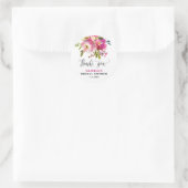 Fuchsia Bloem Bruiloft Feest  Ronde Sticker (Tas)