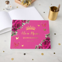 Fuchsia Bloem Goud Quinceanera Sweet 16 Verjaardag