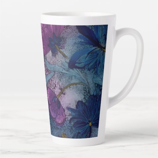 Fuchsia bloem latte mok (Rechts)