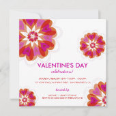 Fuchsia Bloem Liefde Harten Valentijn Feest Uitnod Kaart (Voorkant)