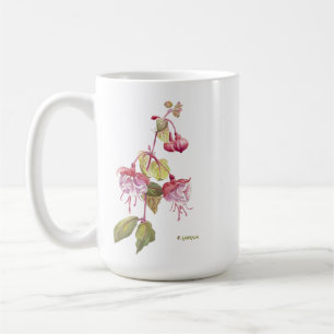 Fuchsia bloem rood en paarse en gezegde koffiemok