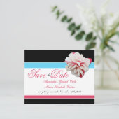 Fuchsia Bloem Roze & Aqua Trouw Save the Dates Kaart (Staand voorkant)