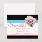 Fuchsia Bloem Roze & Aqua Trouw Save the Dates Kaart (Voorkant / Achterkant)