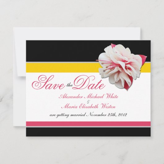 Fuchsia Bloem Roze Geel Trouwen Save the Dates Kaart (Voorkant)