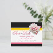 Fuchsia Bloem Roze Geel Trouwen Save the Dates Kaart (Staand voorkant)