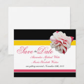 Fuchsia Bloem Roze Geel Trouwen Save the Dates Kaart (Voorkant / Achterkant)