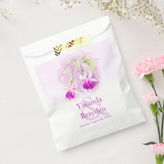 Fuchsia bloem waterverf bruiloft gunsttas bedankzakje (Gezegeld)
