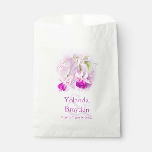 Fuchsia bloem waterverf bruiloft gunsttas bedankzakje (Voorkant)