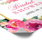 Fuchsia Bloem Zwarte Strepen Bruidsfeest Teken Poster (Hoek)