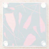 Fuchsia bloemblaadjes op zwart oppervlak glas onde glazen onderzetter (Achterkant)