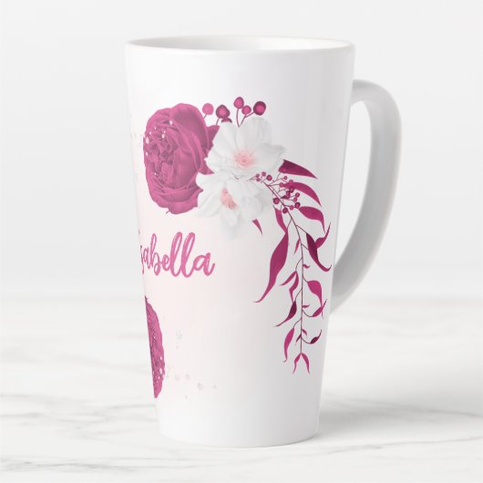 fuchsia bloemen botanisch latte mok (Rechterhoek)
