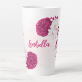fuchsia bloemen botanisch latte mok (Voorkant)