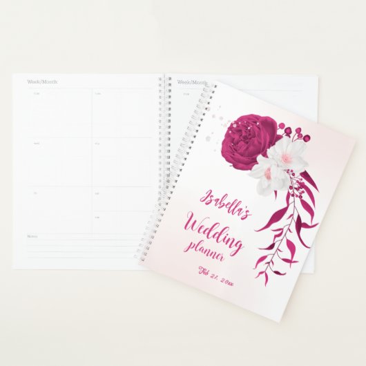 fuchsia bloemen botanische bruiloft planner (Display)