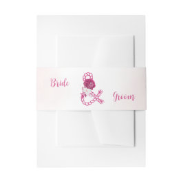 fuchsia bloemen botanische bruiloft uitnodigingen wikkel