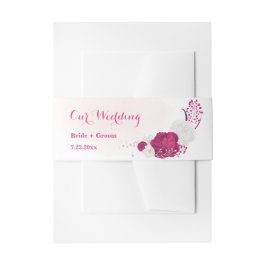 fuchsia bloemen botanische bruiloft uitnodigingen wikkel