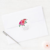 Fuchsia Bloemen Bruidsbruiloft Klassieke Ronde Sti Ronde Sticker (Envelop)