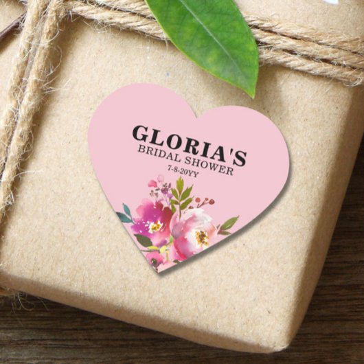Fuchsia Bloemen Bruidsmeisjesfeest Hart Sticker