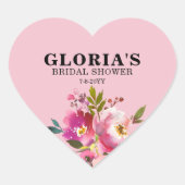 Fuchsia Bloemen Bruidsmeisjesfeest Hart Sticker (Voorkant)