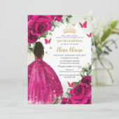 Fuchsia Bloemen Bruin Prinses Quinceañera Sweet 16 Kaart (Staand voorkant)