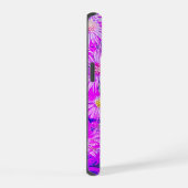 Fuchsia Bloemen Op Blauwe iPhone 15 Case (Rechterkant)