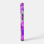 Fuchsia Bloemen Op Blauwe iPhone 15 Case (Linkerkant)